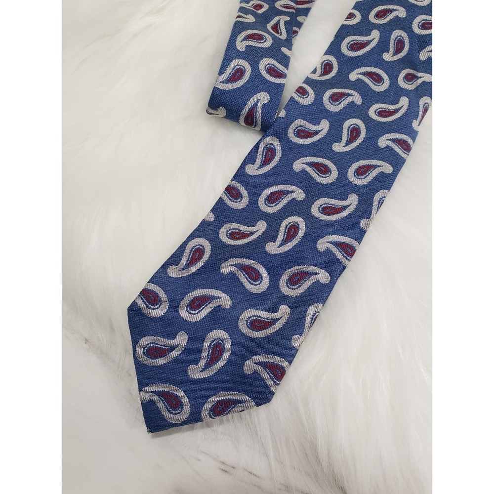 NEW Eton Necktie Grey Blue Silk Paisley Luxury Made In England prep academia